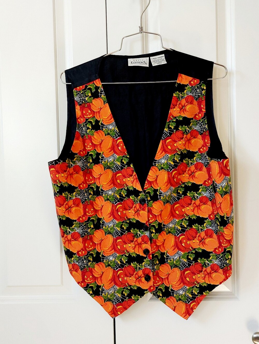 90s Vintage Halloween Jackolantern Pumpkin Vest Whimsy Granny Cottagecore LARGE
